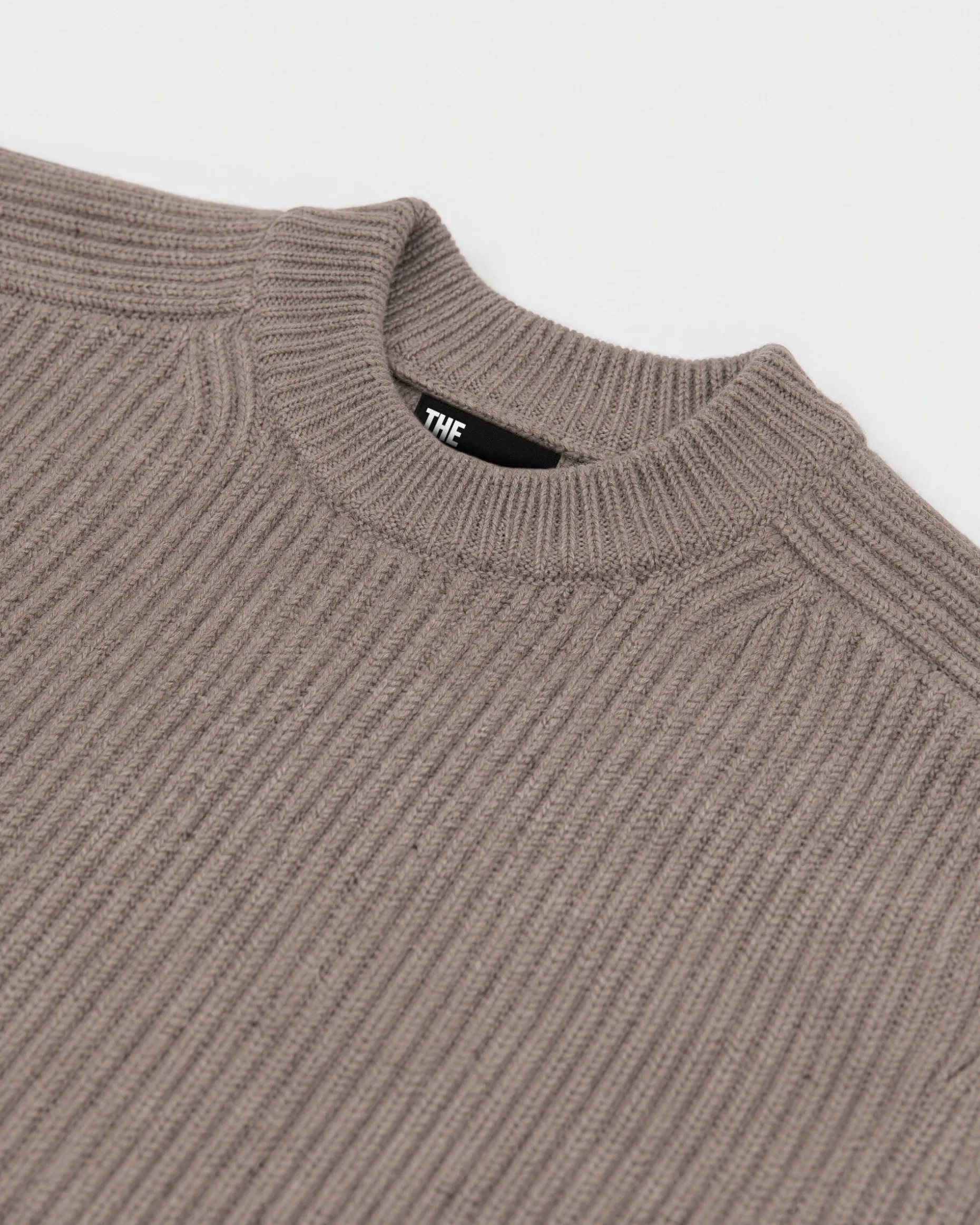 Pull col rond en laine marron