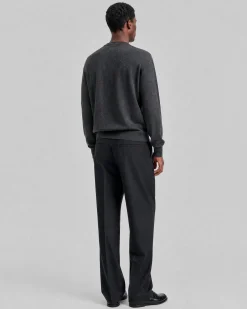 Pull col rond en laine mérinos gris