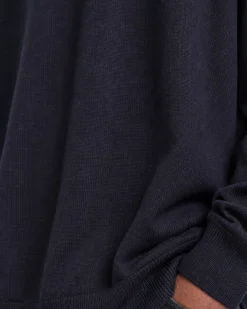 Pull col rond en laine mérinos marine
