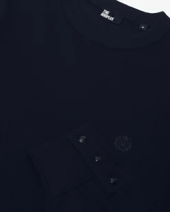 Pull col rond en laine mérinos marine