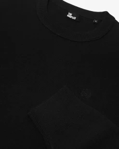 Pull col rond en laine mérinos noir