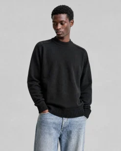 Pull col rond en laine noir