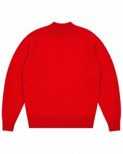 Pull col rond en laine rouge