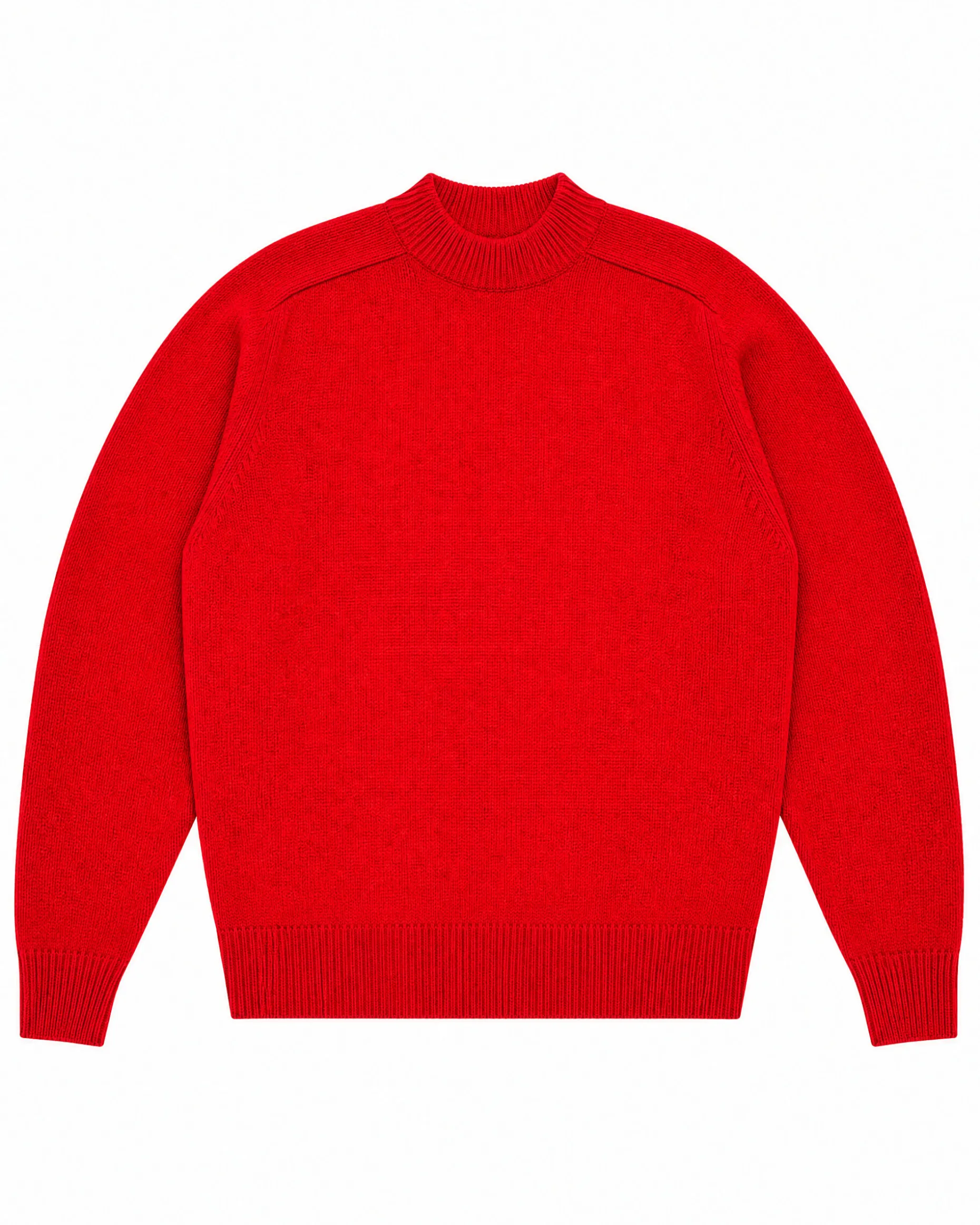 Pull col rond en laine rouge