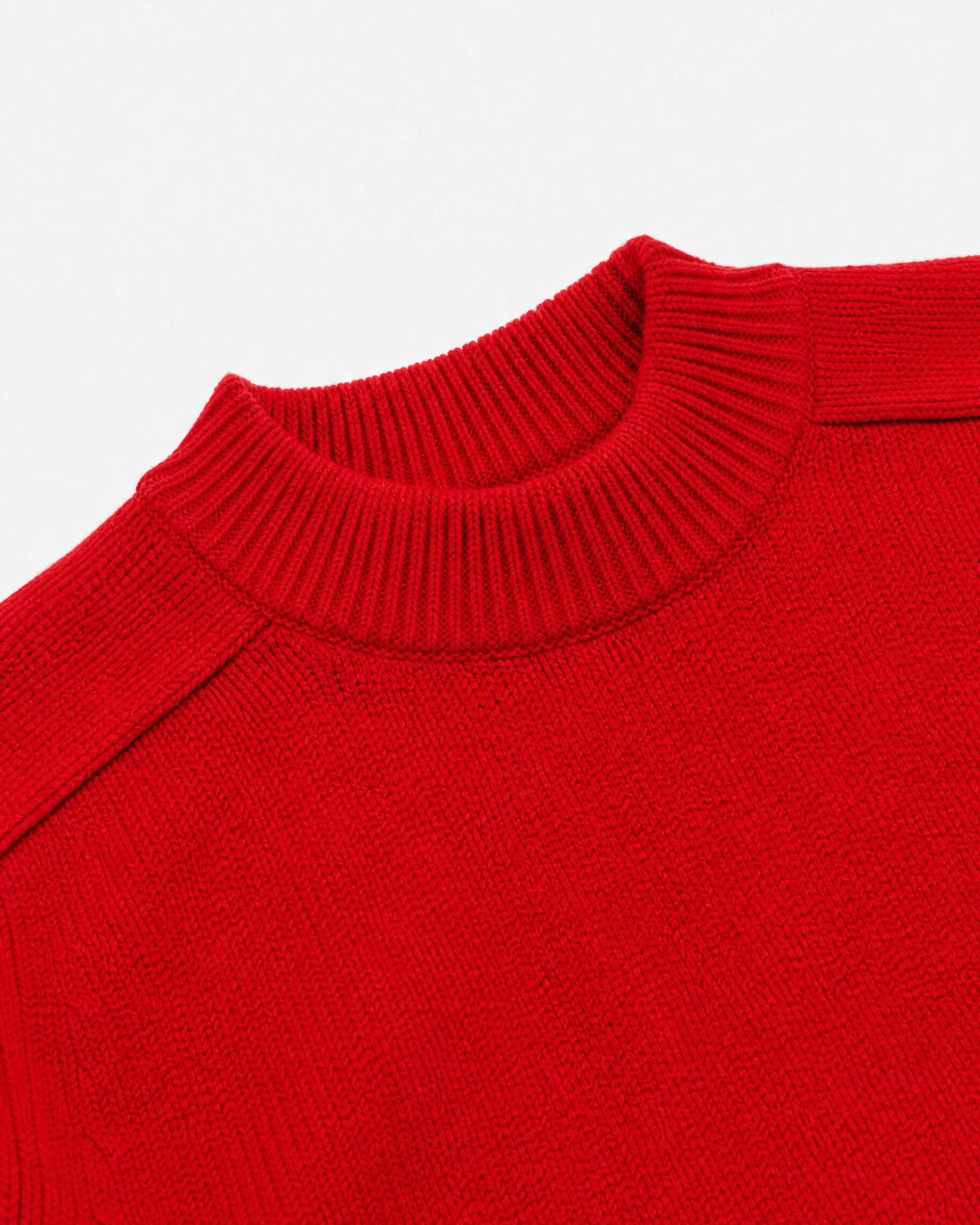 Pull col rond en laine rouge