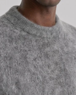 Pull col rond en mohair gris