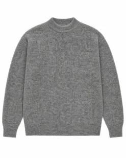 Pull col rond en mohair gris