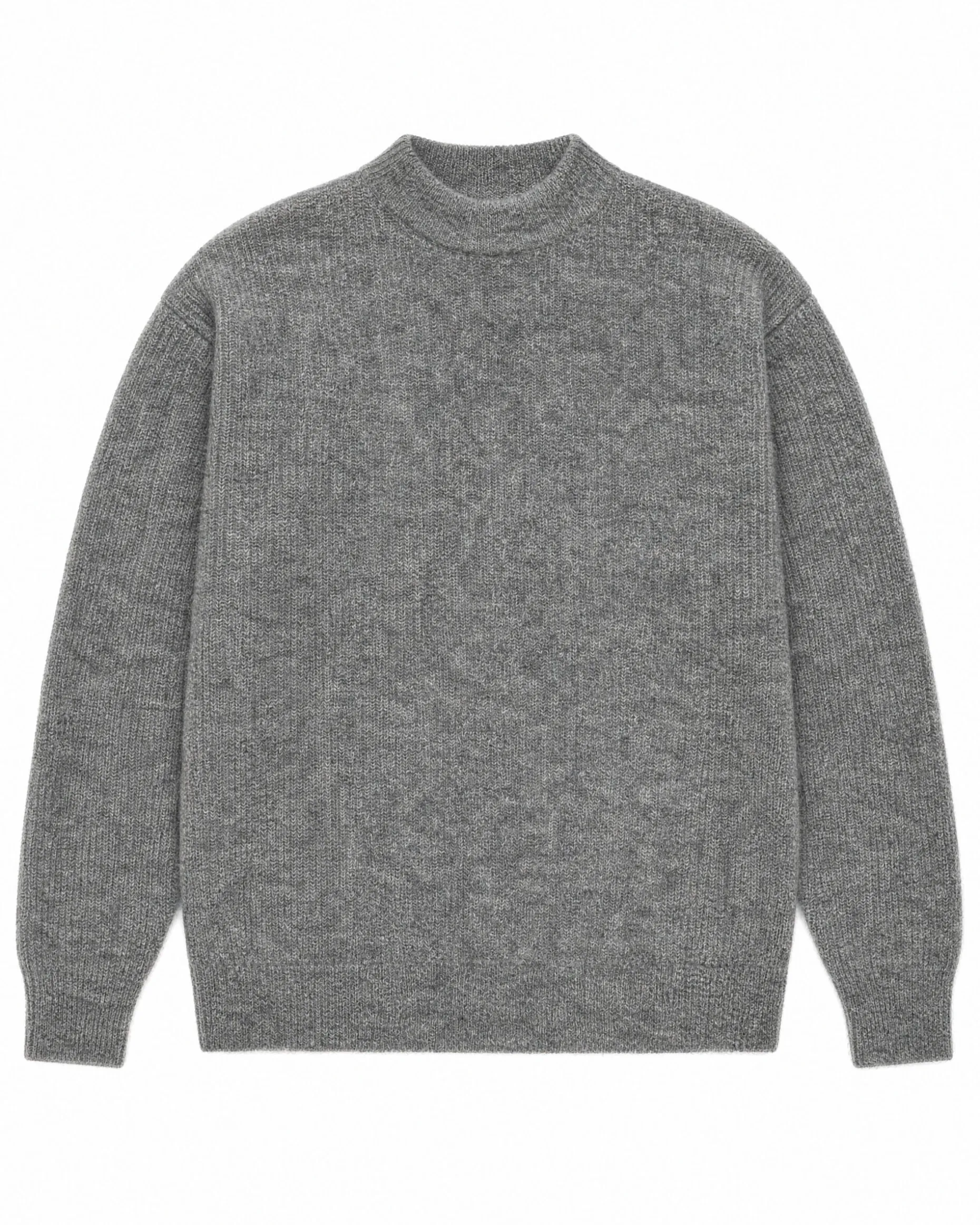 Pull col rond en mohair gris