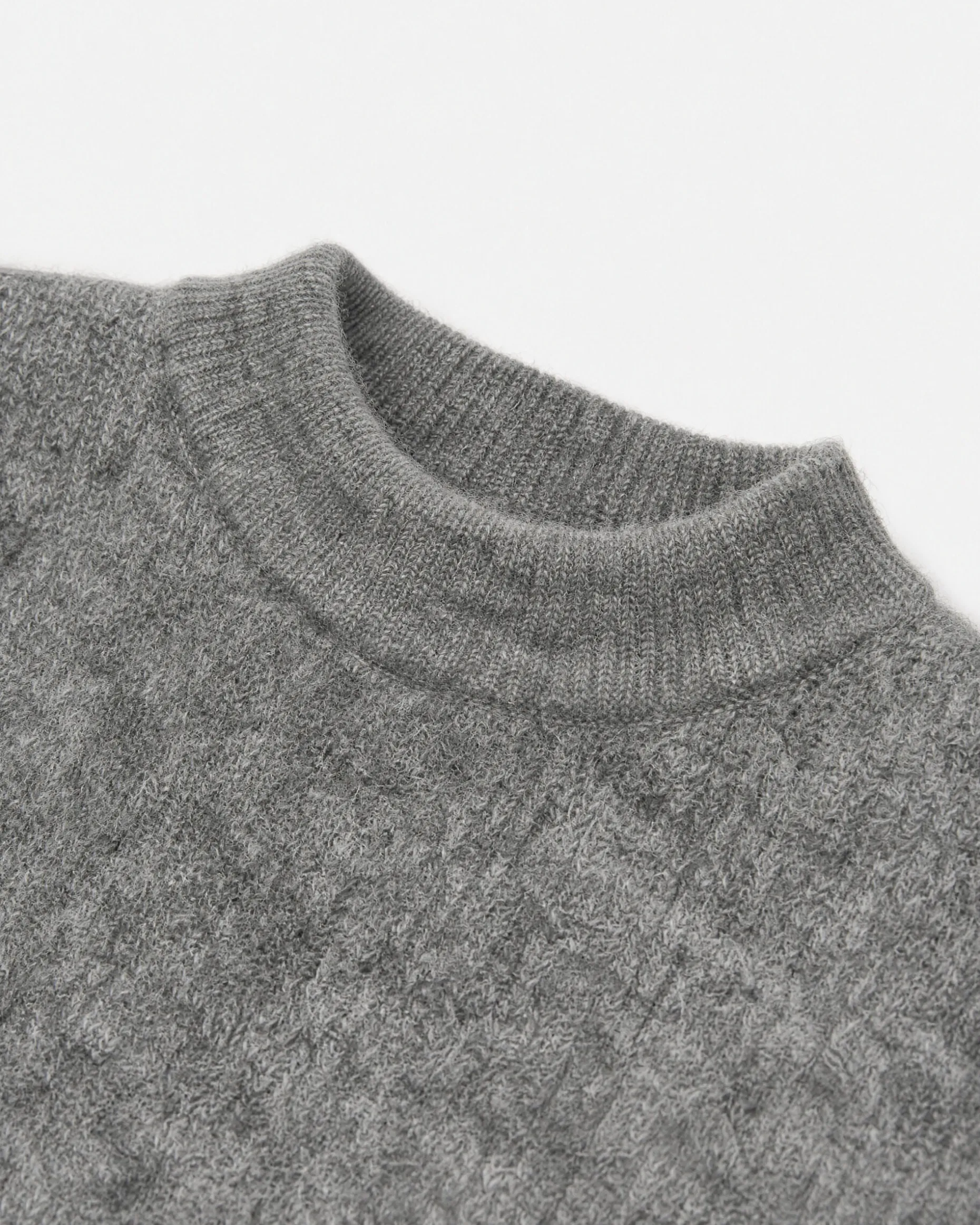 Pull col rond en mohair gris
