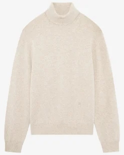 Pull col roulé en cachemire beige