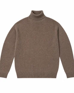 Pull col roulé en laine marron