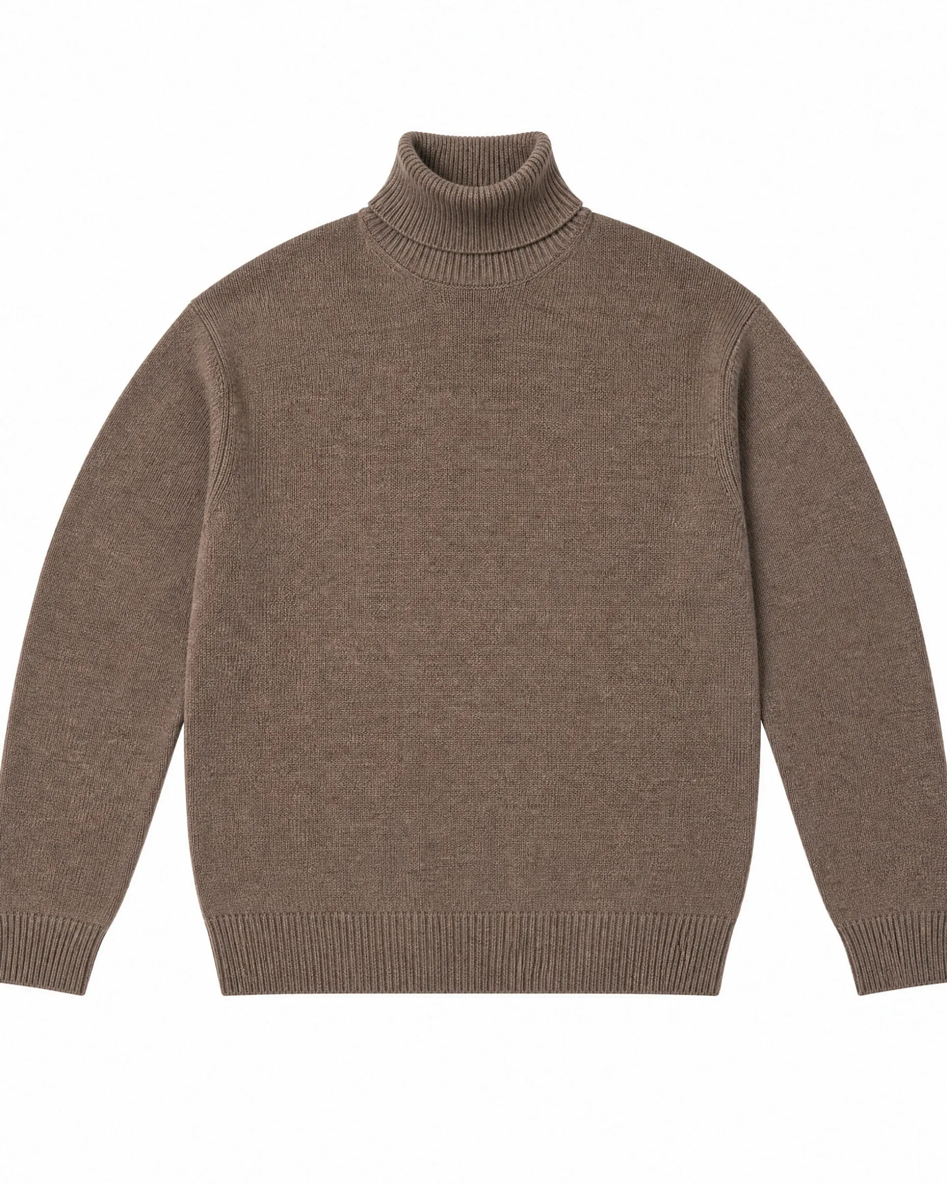 Pull col roulé en laine marron