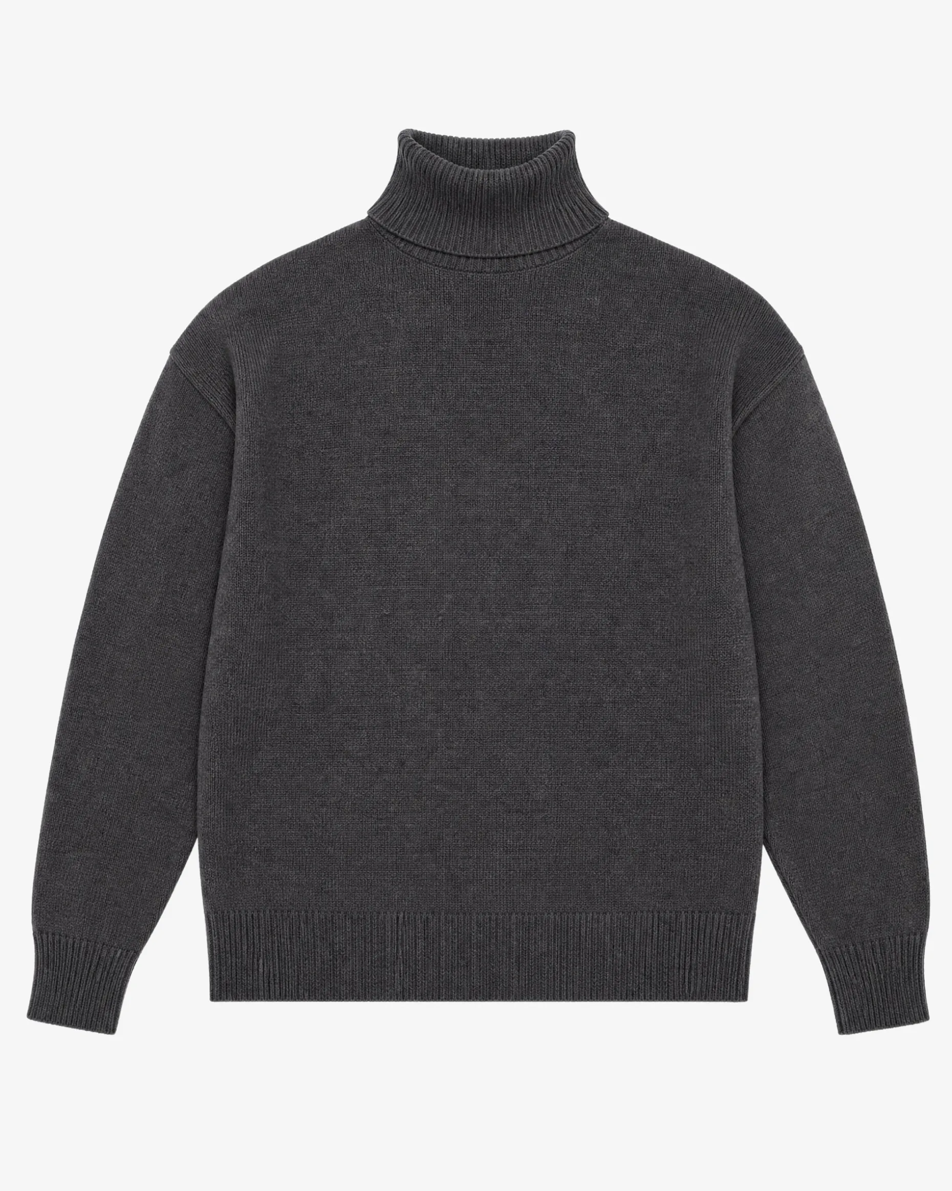 Pull col roulé en laine Mérinos gris