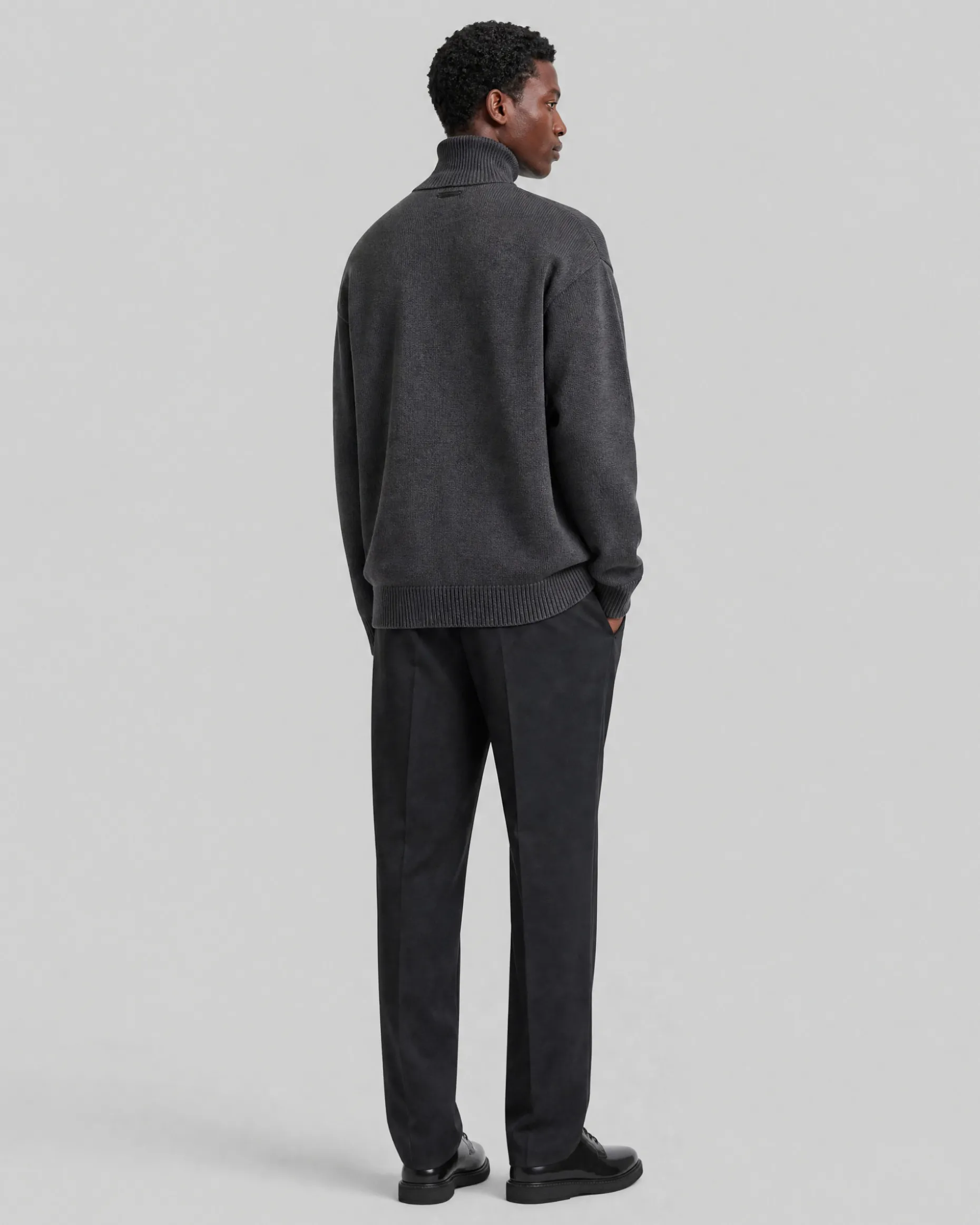 Pull col roulé en laine Mérinos gris