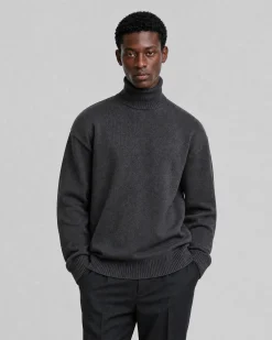 Pull col roulé en laine Mérinos gris