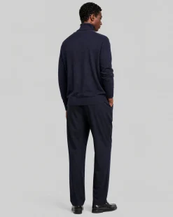Pull col roulé en laine mérinos marine