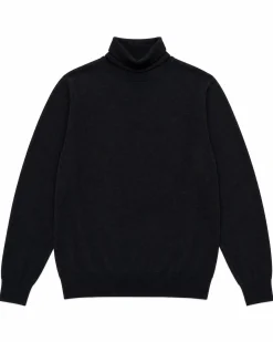 Pull col roulé en laine mérinos noir