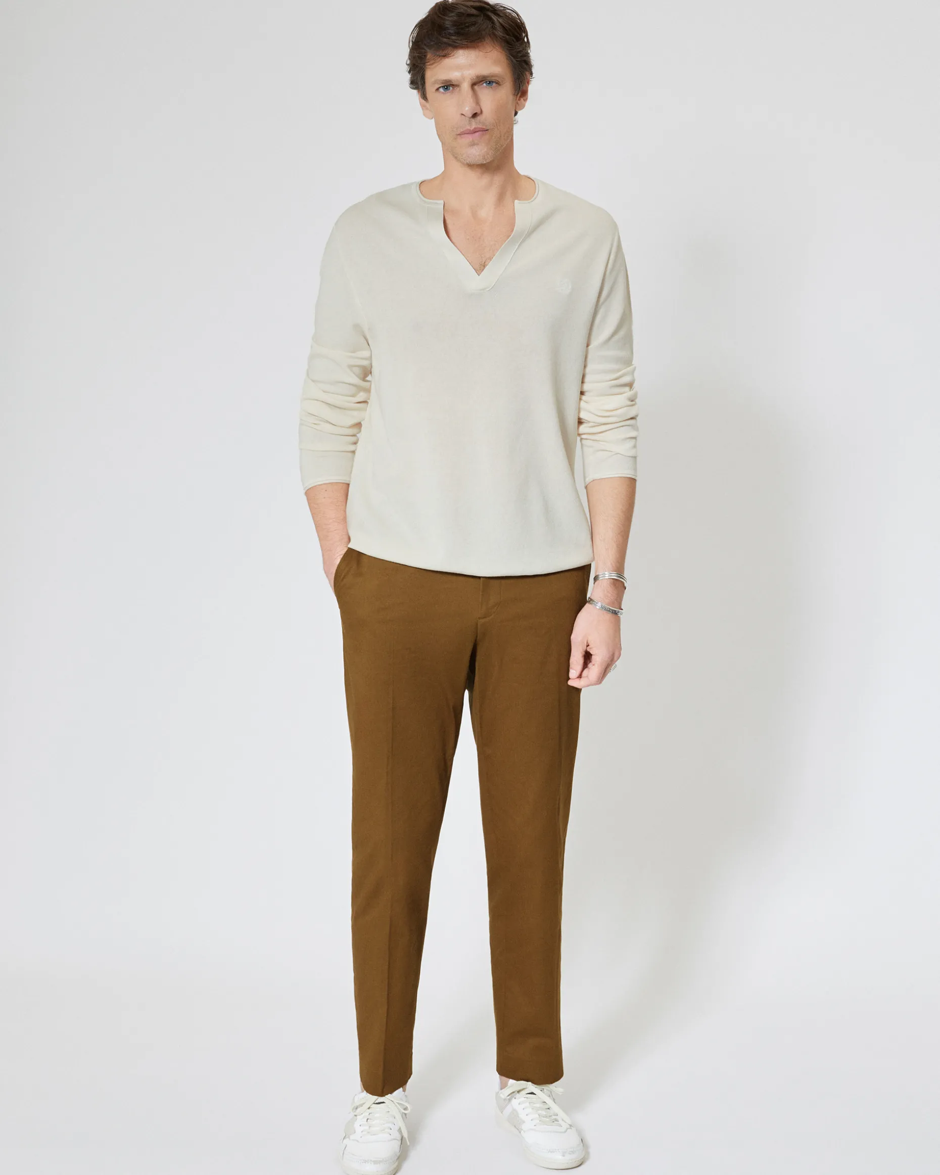 Pull col tunisien beige