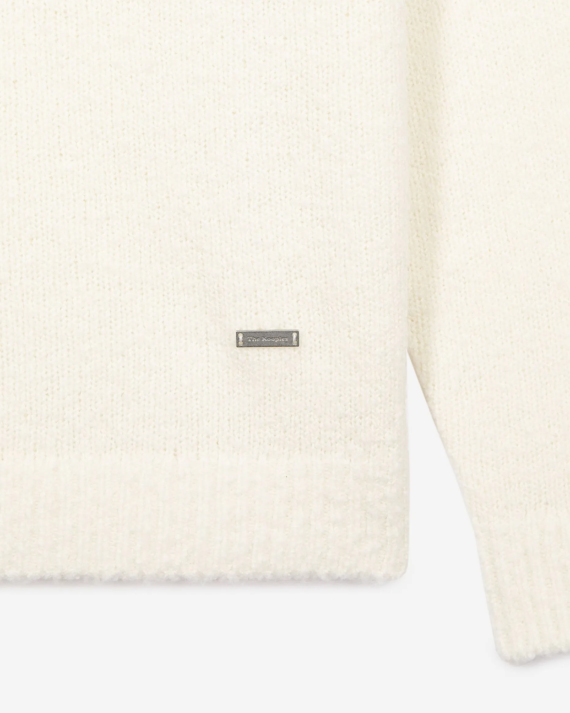 Pull col tunisien en laine beige