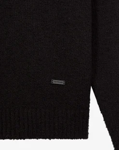 Pull col tunisien en laine noir