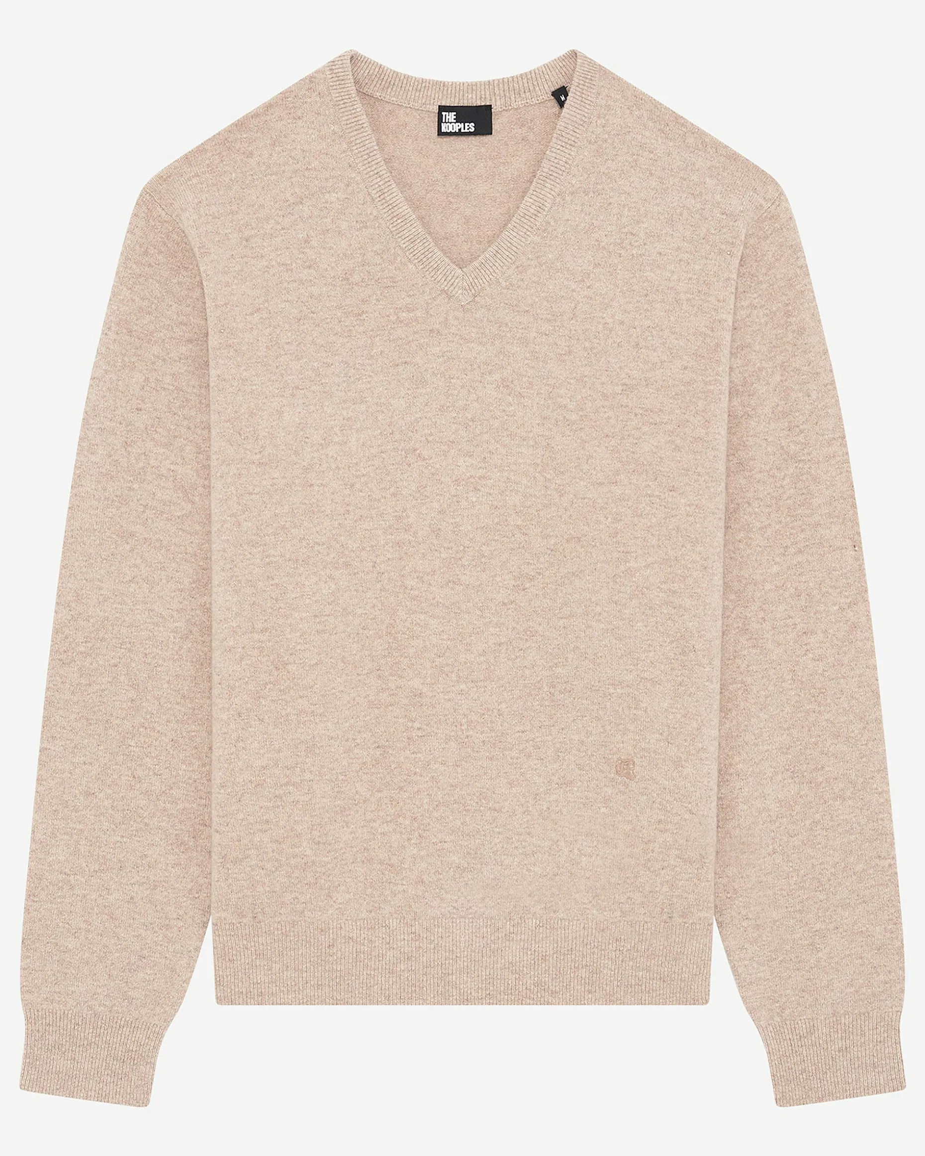 Pull col V en cachemire beige