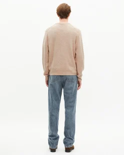 Pull col V en cachemire beige