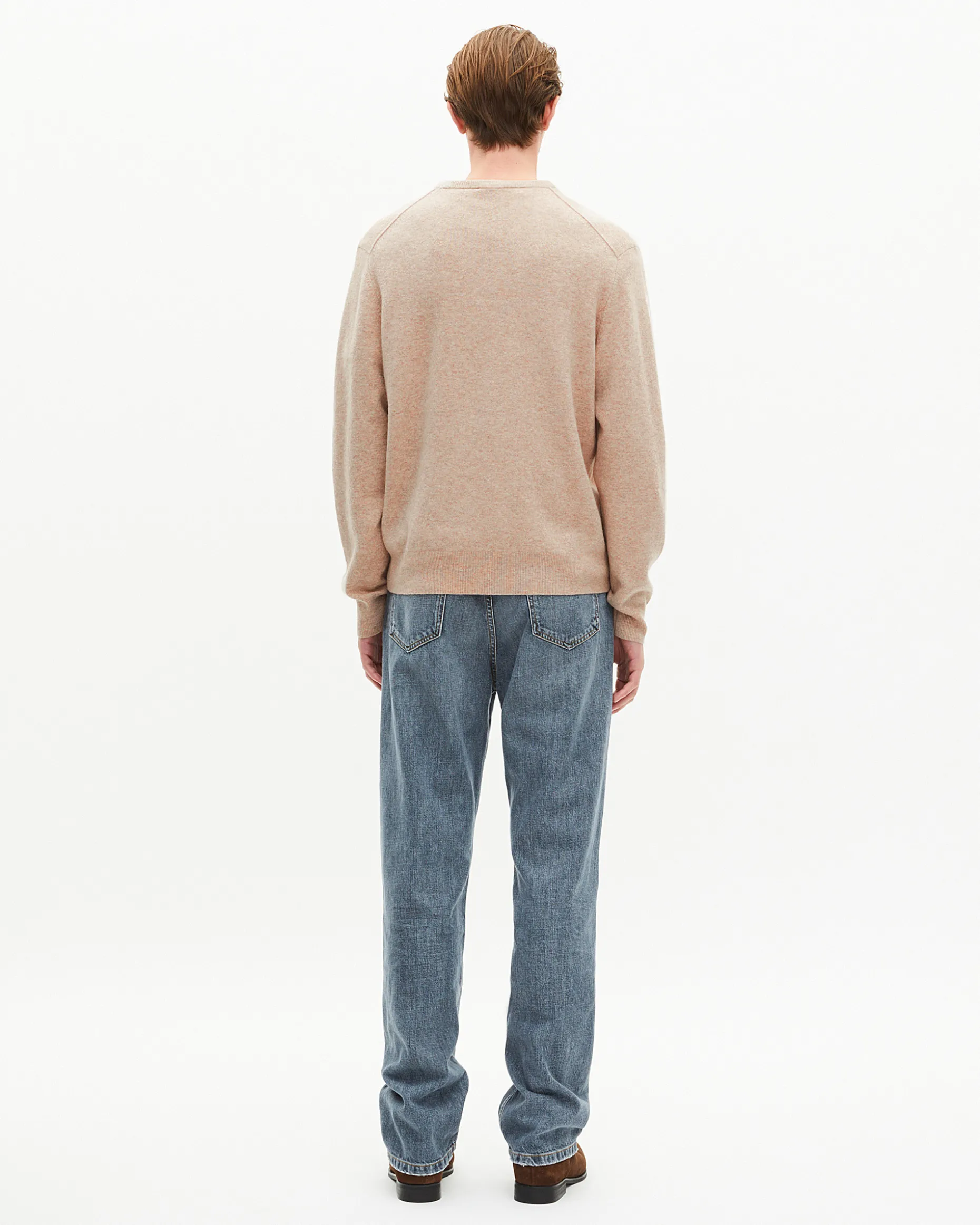 Pull col V en cachemire beige