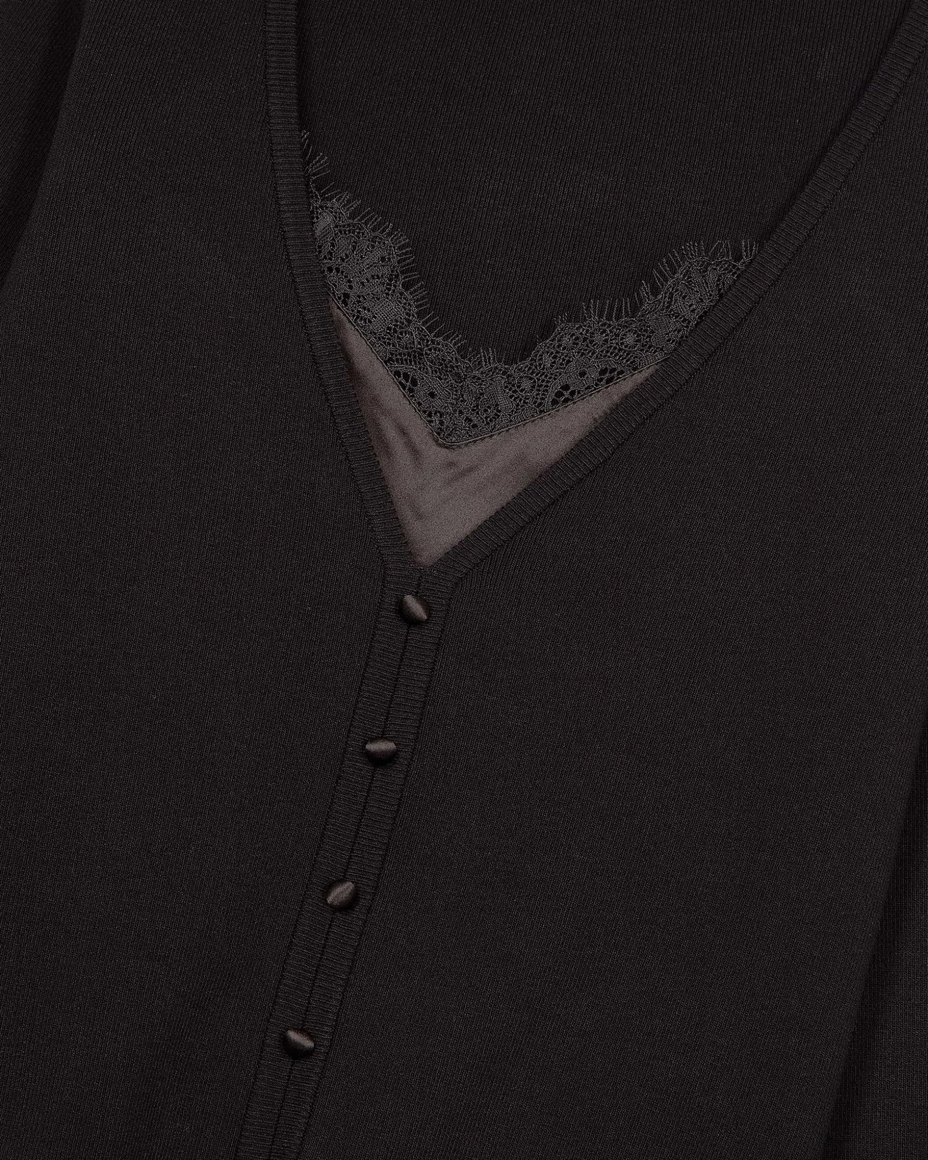 Pull effet trompe l'œil avec dentelle noir