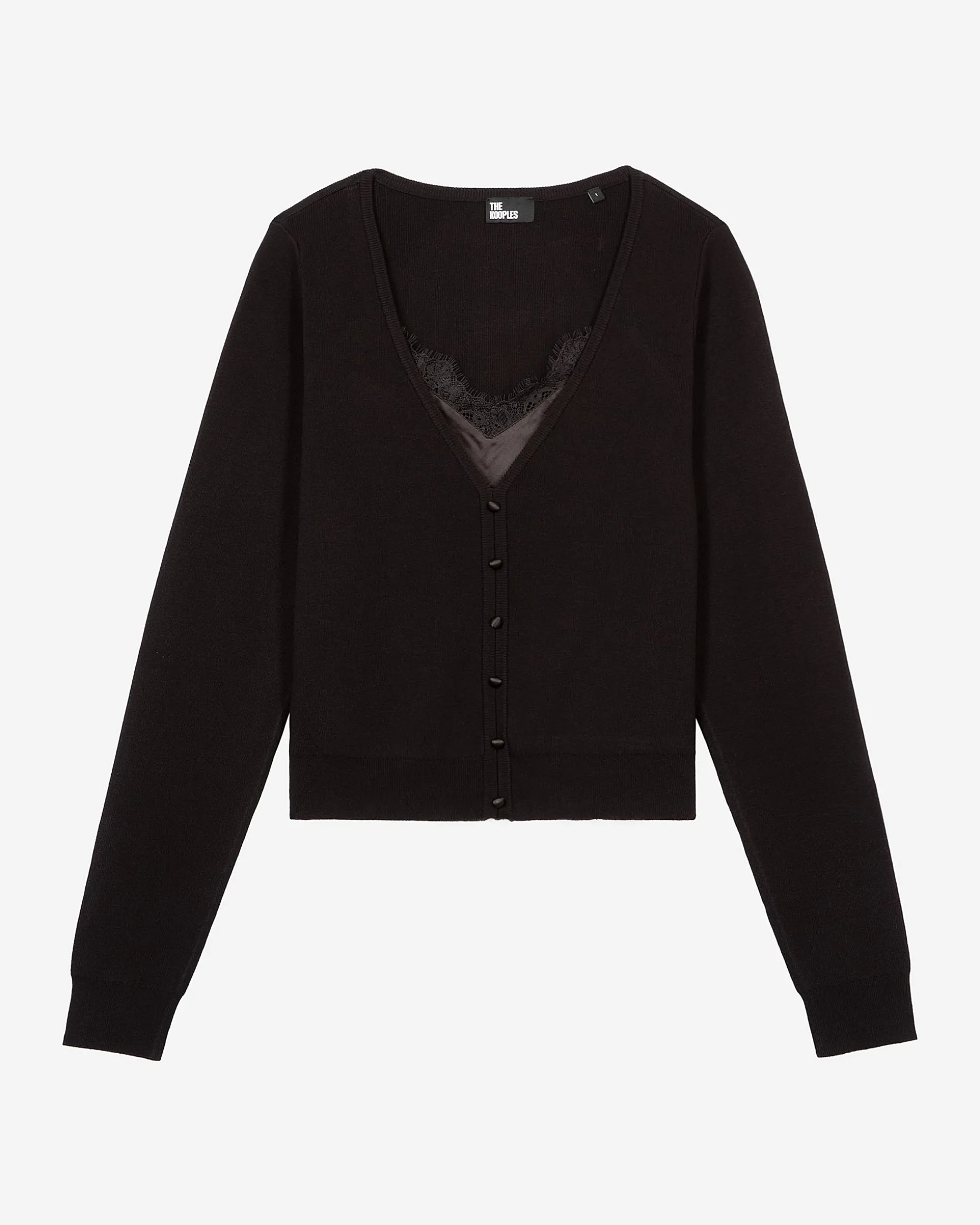 Pull effet trompe l'œil avec dentelle noir