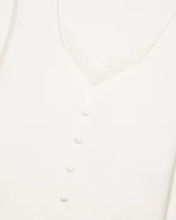 Pull effet trompe l'œil avec dentelle ecru