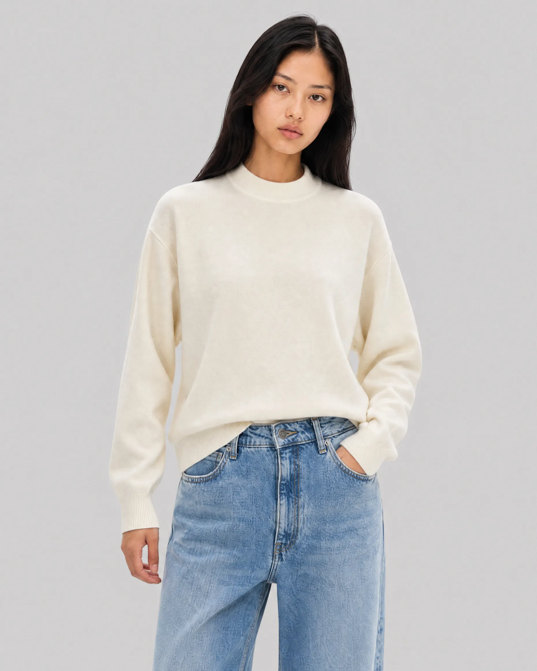 Pull en laine et cachemire ecru