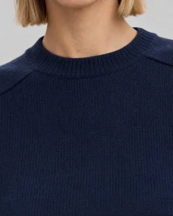Pull en laine merinos marine