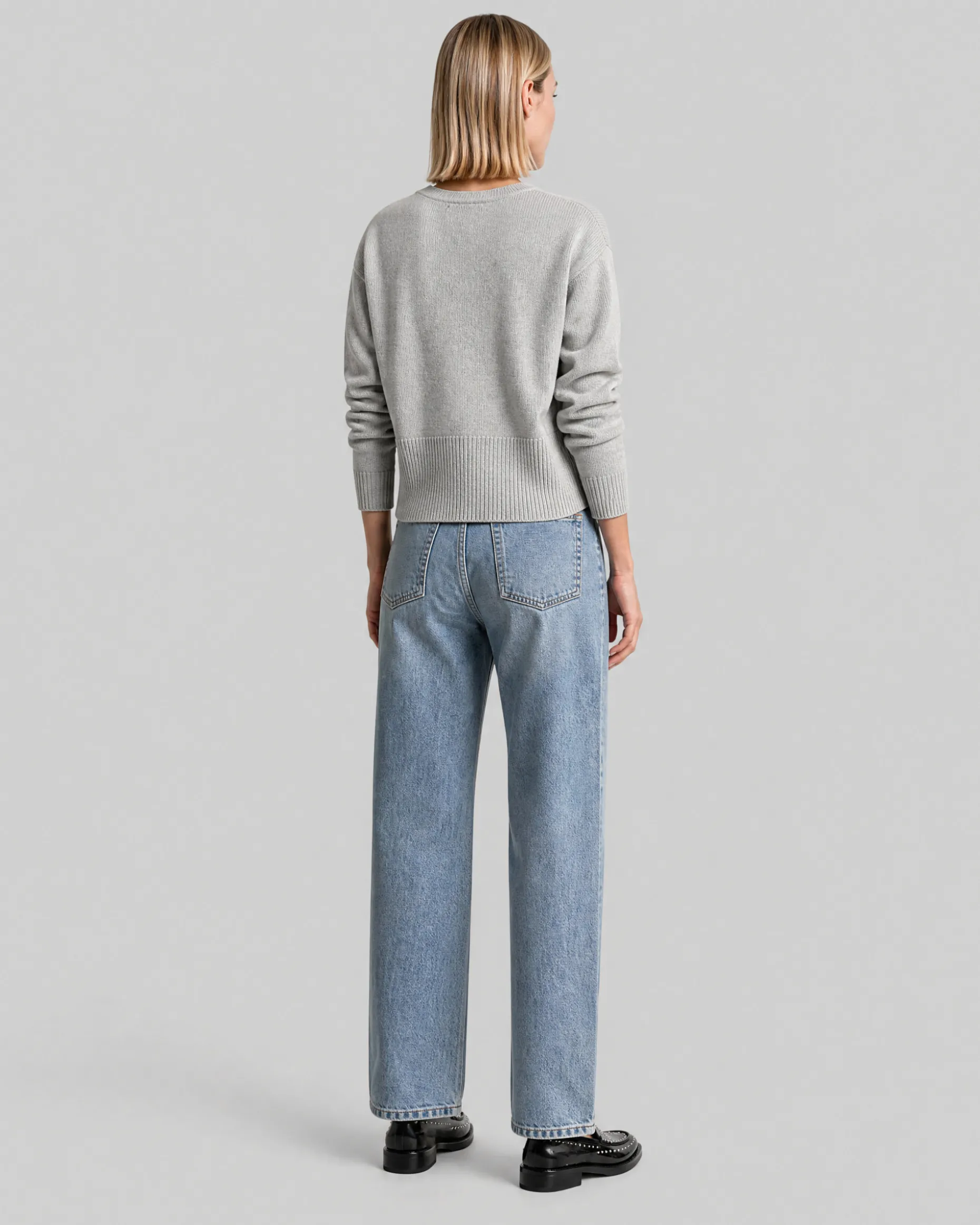 Pull en laine mérinos et cachemire bleu