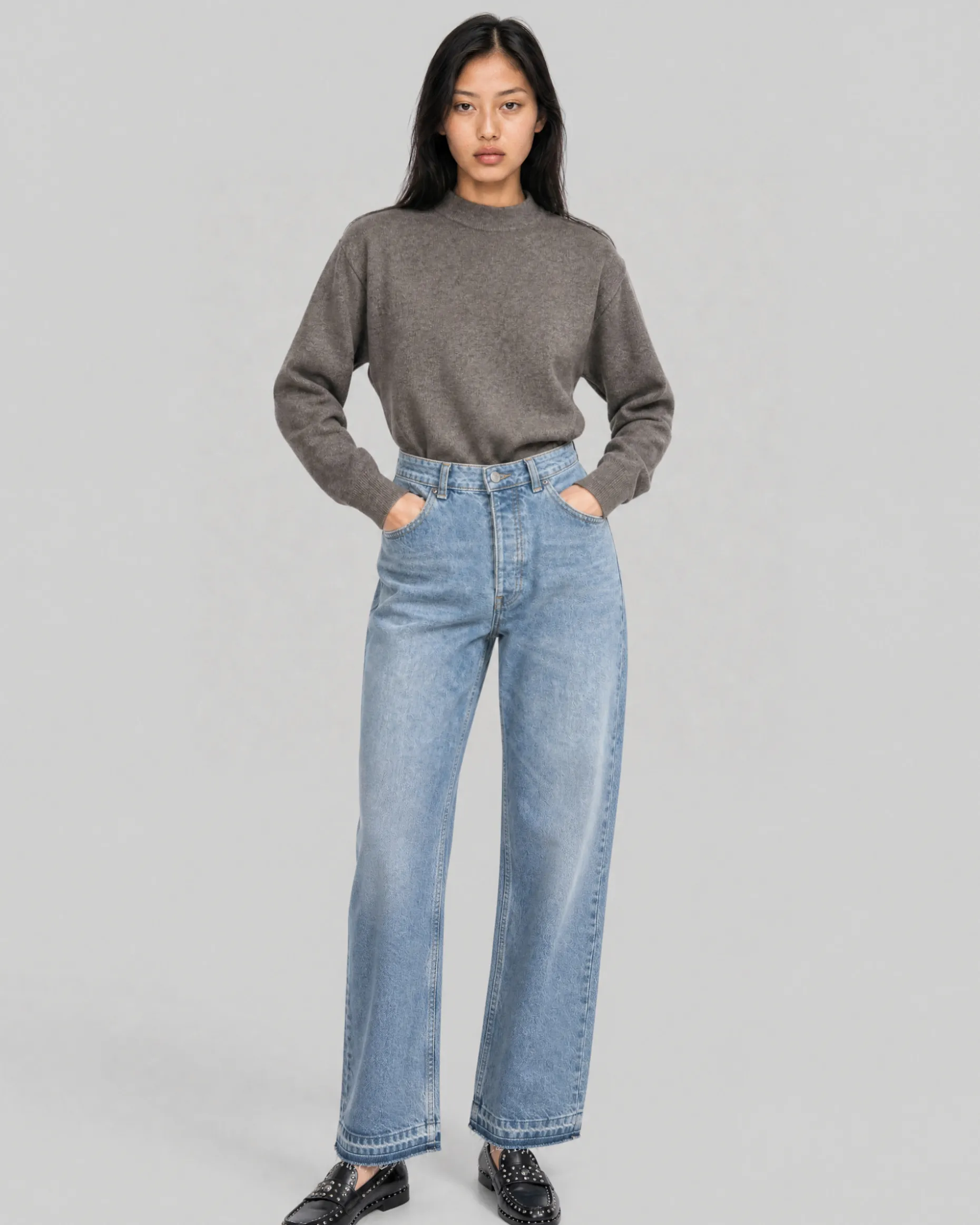 Pull en laine mérinos et cachemire marron