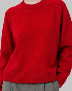 Pull en laine mérinos rouge