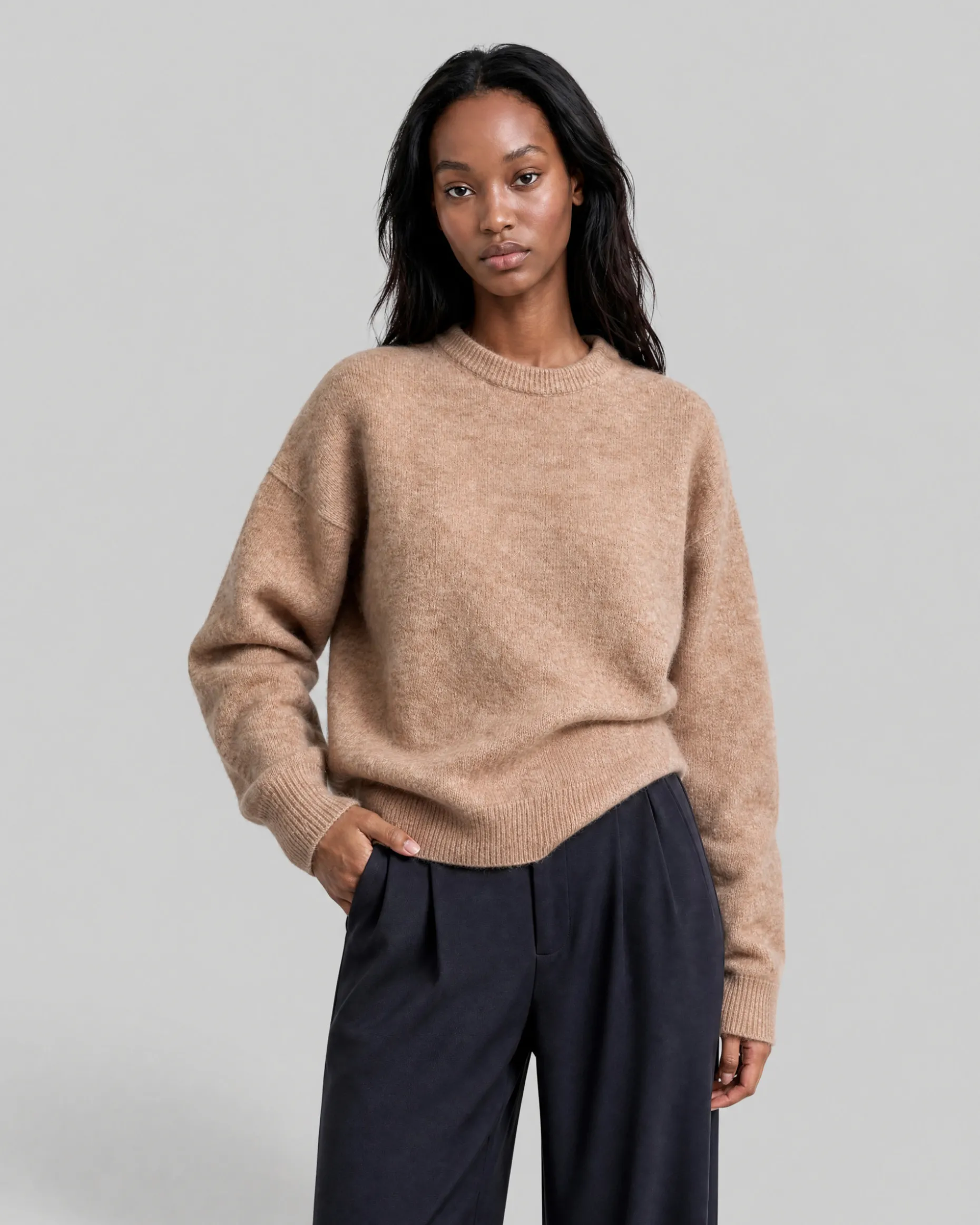 Pull en mohair mélangé beige