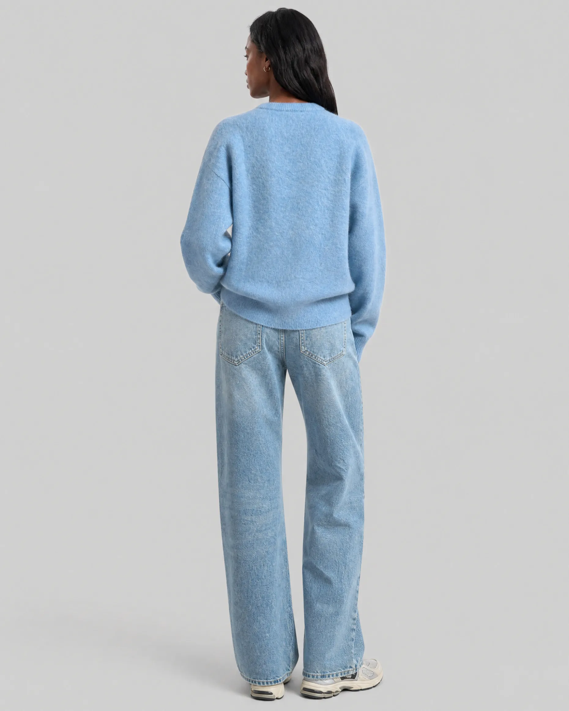 Pull en mohair mélangé bleu