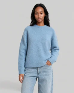 Pull en mohair mélangé bleu