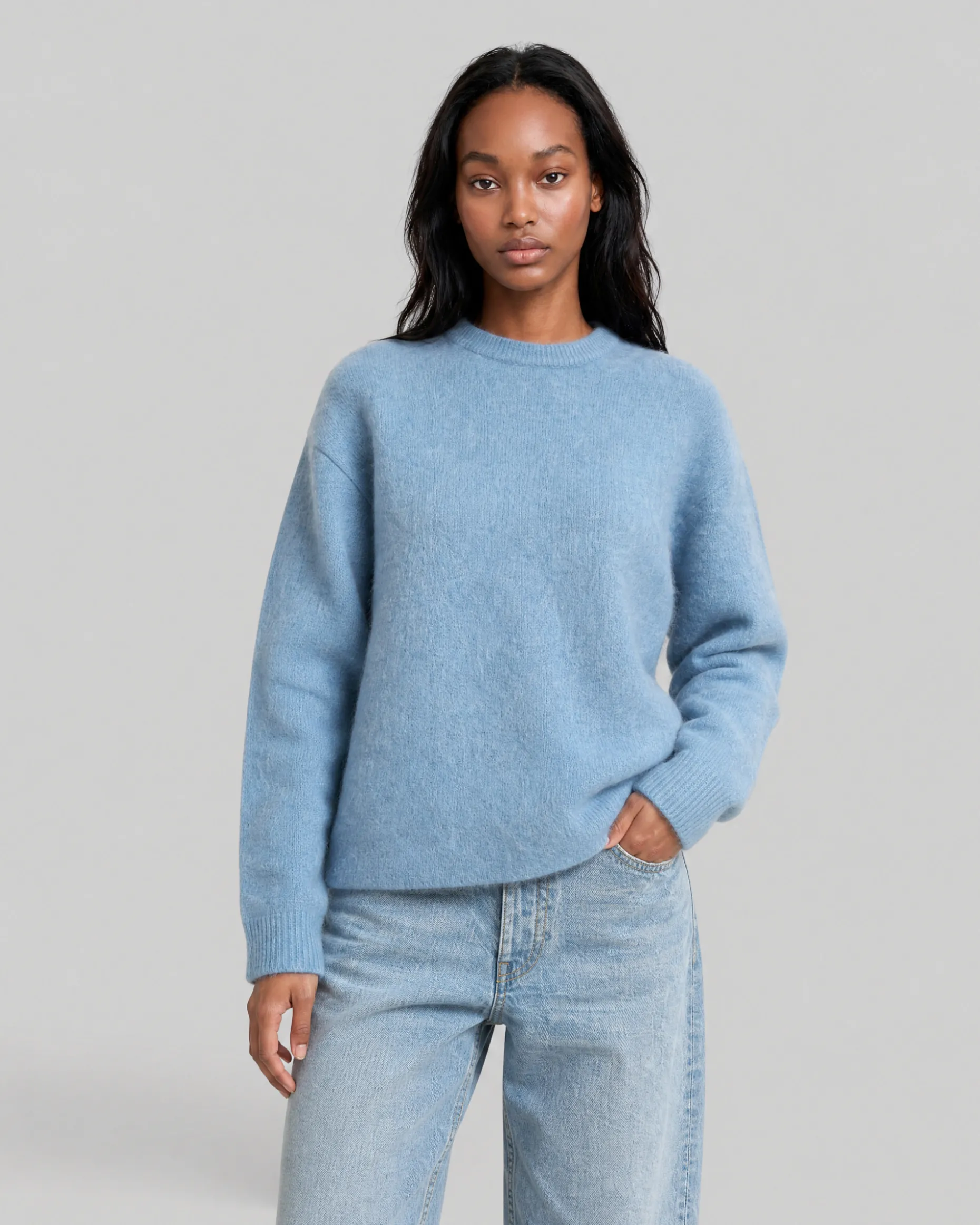 Pull en mohair mélangé bleu