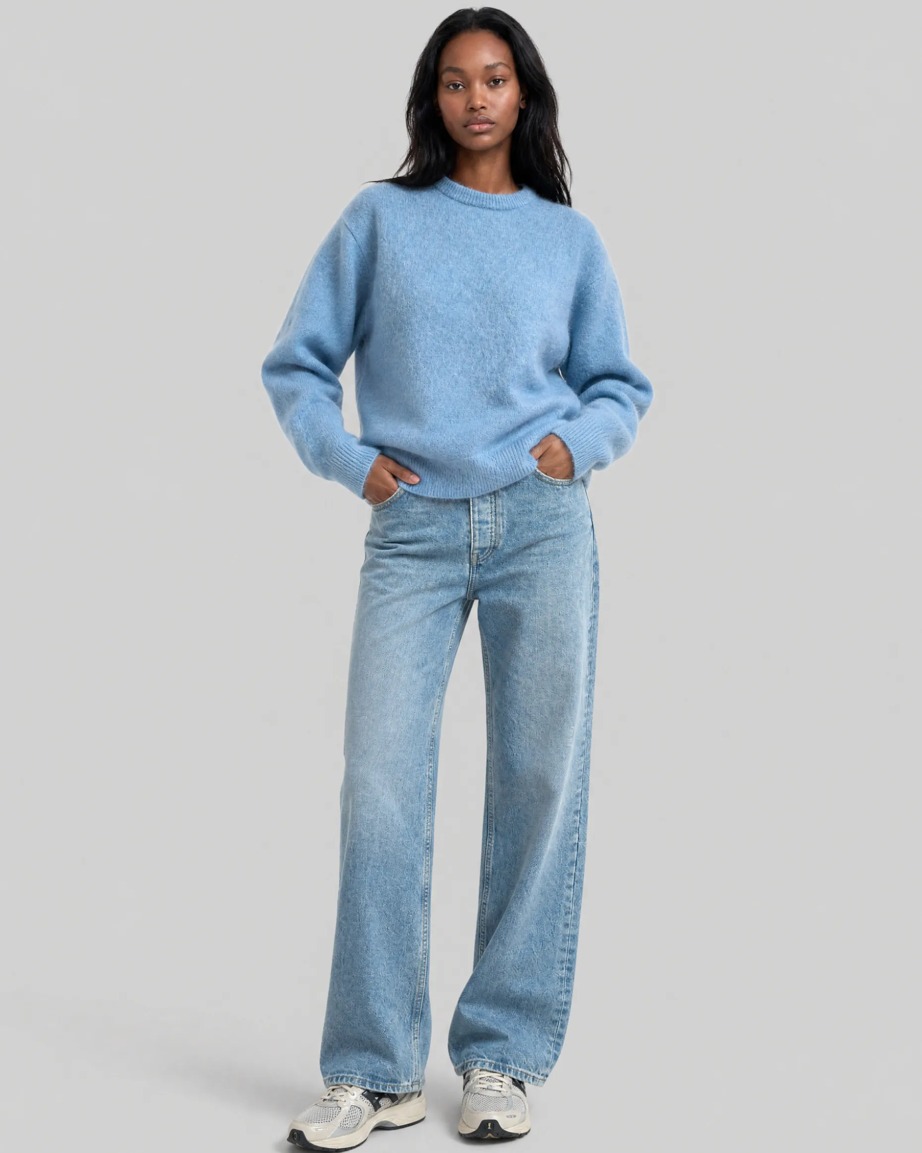 Pull en mohair mélangé bleu