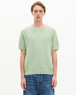 Pull manches courtes vert amande