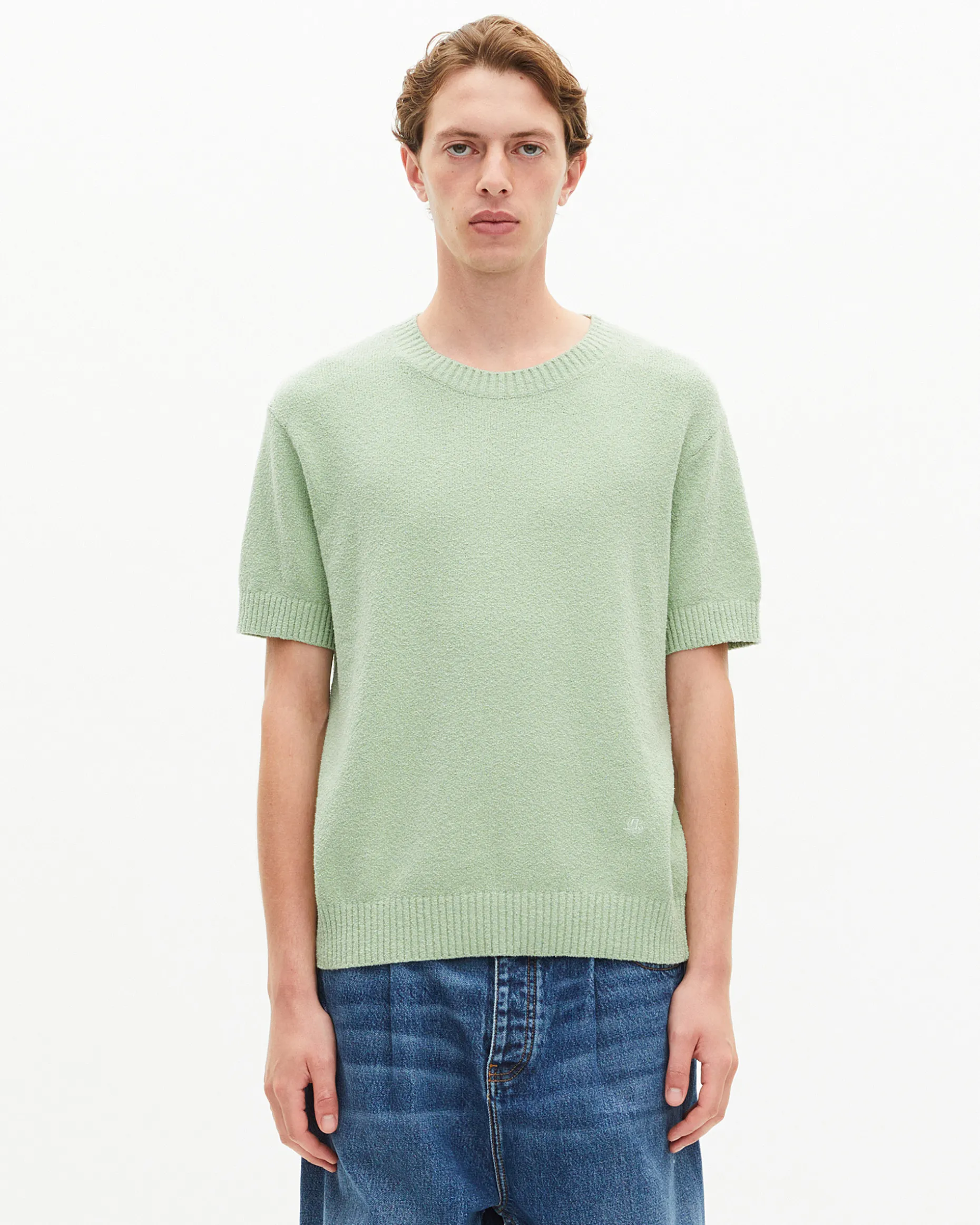 Pull manches courtes vert amande
