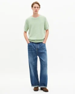 Pull manches courtes vert amande