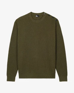 Pull à patte de boutonnage kaki