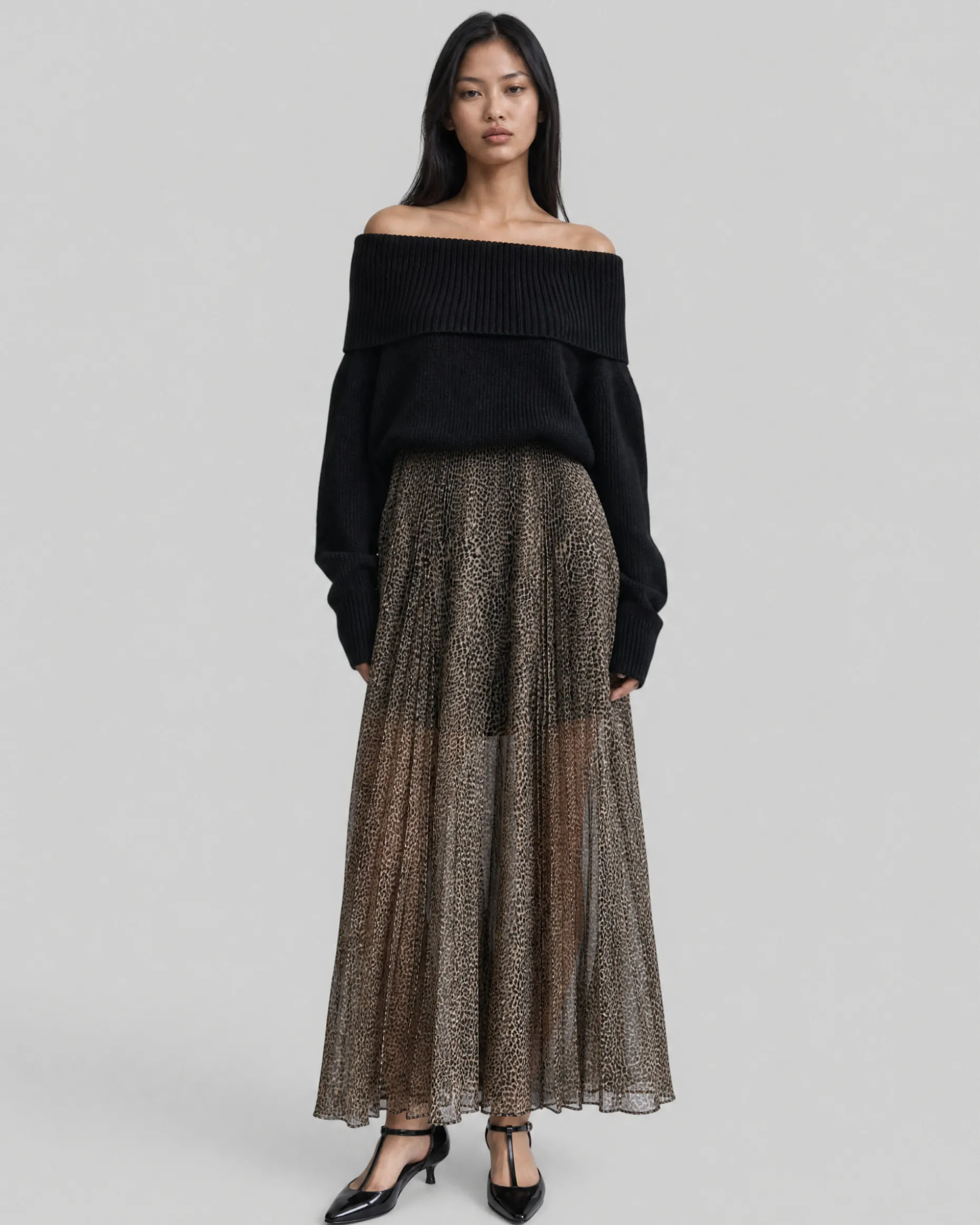 Pull épaules dénudées en laine mérinos
