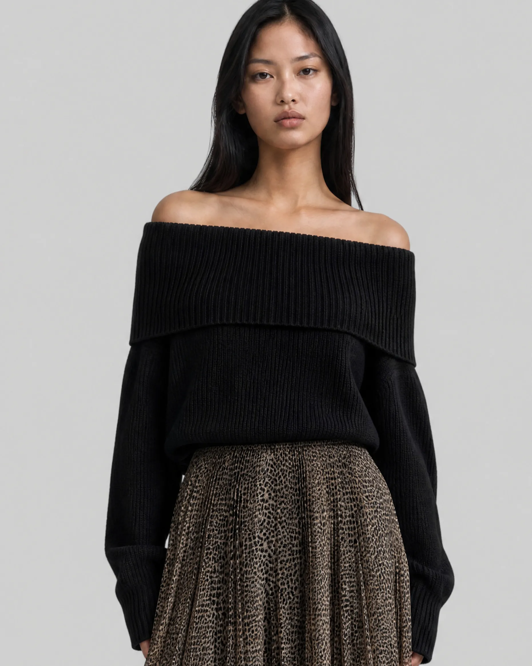 Pull épaules dénudées en laine mérinos