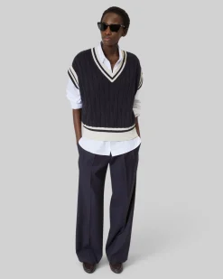 Pull sans manches en coton marine