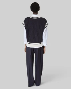 Pull sans manches en coton marine