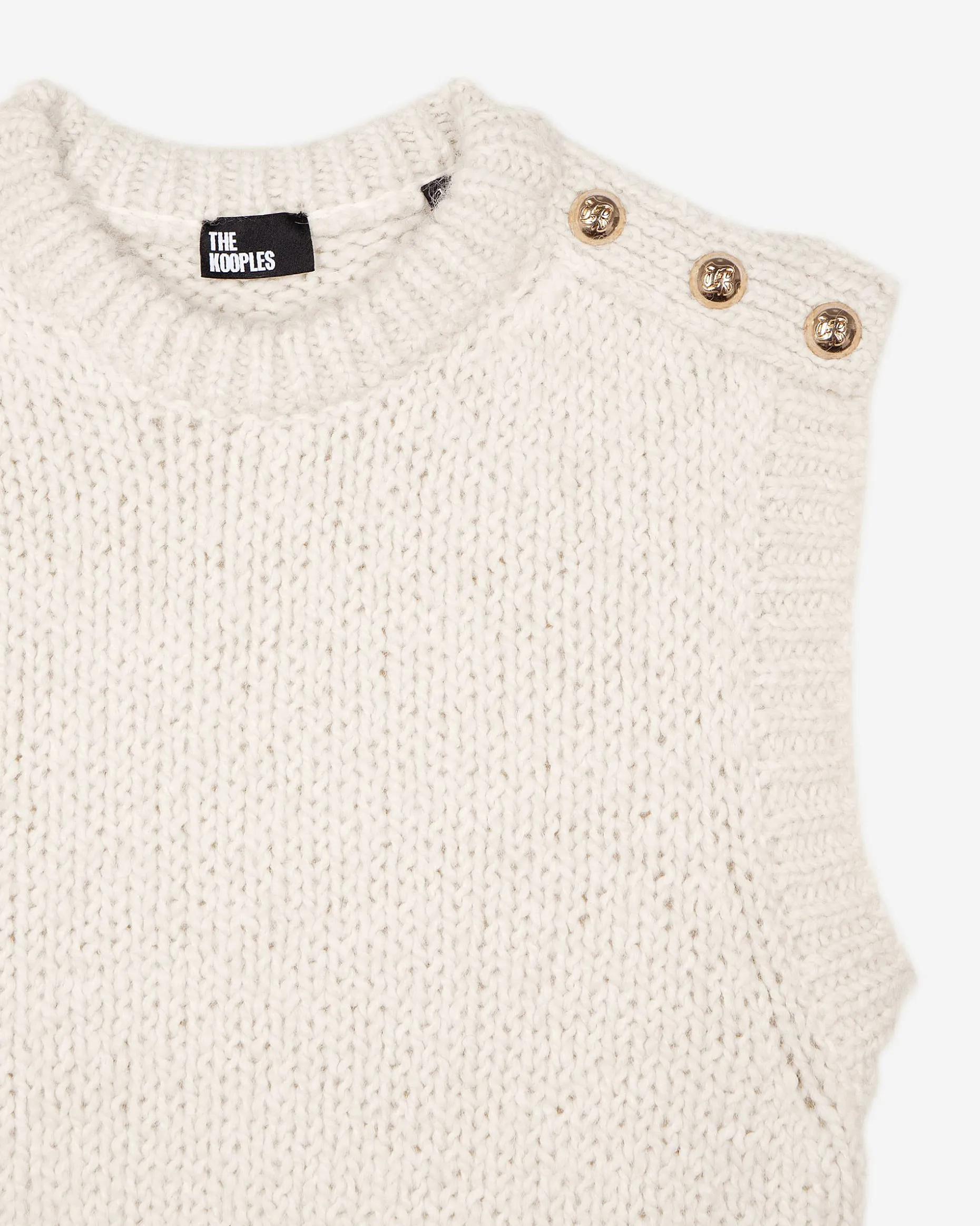 Pull sans manches en laine mélangée écru