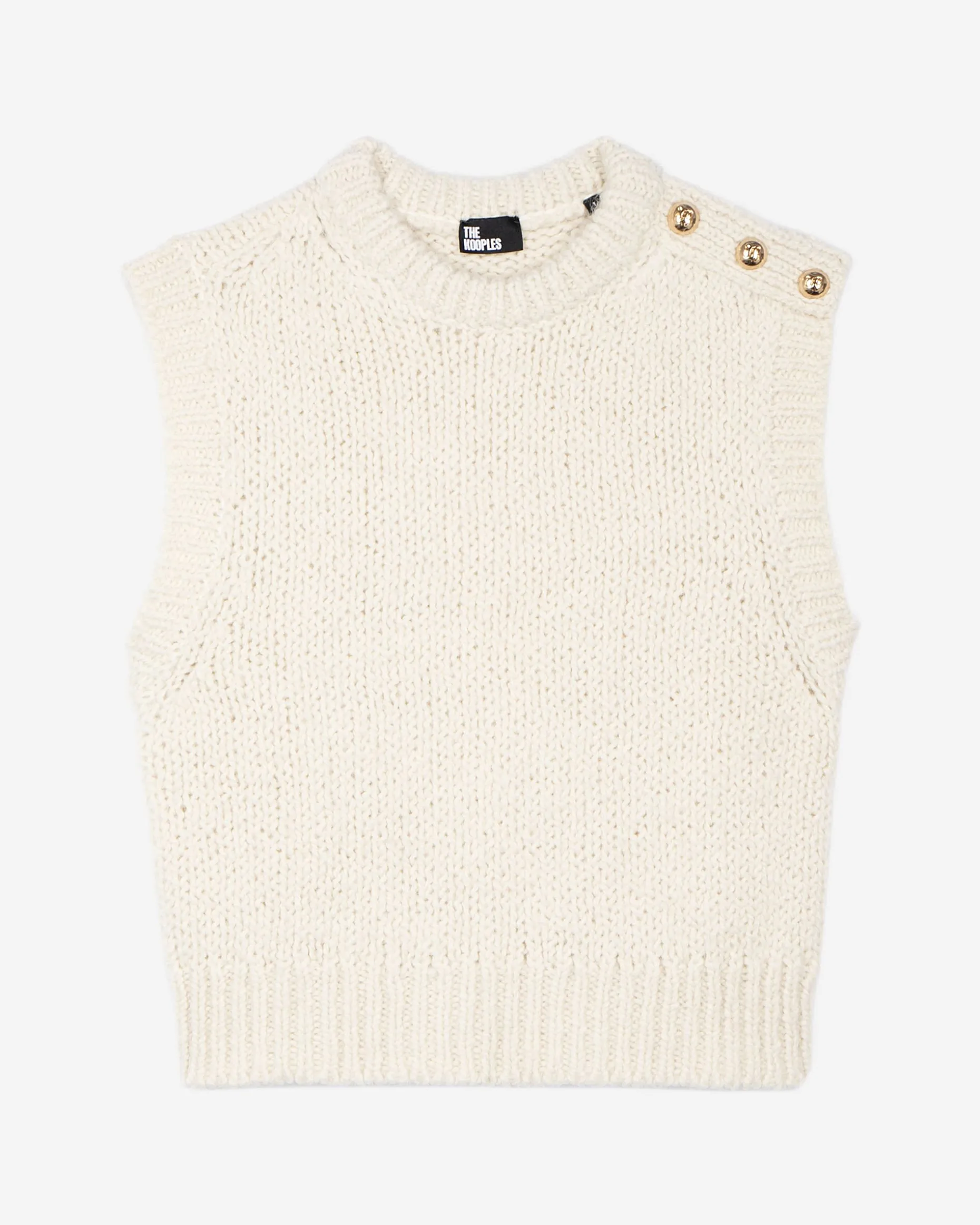 Pull sans manches en laine mélangée écru